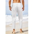 thumbnail image 4 of COOFANDY Men's Cotton Linen Pants Elastic Waist Lightweight Casual Pants Relaxed Fit Yoga Beach Pants with Pockets, 4 of 6