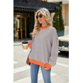 thumbnail image 3 of Women's fashionable versatile long sleeved retro striped sweatshirt, 3 of 5