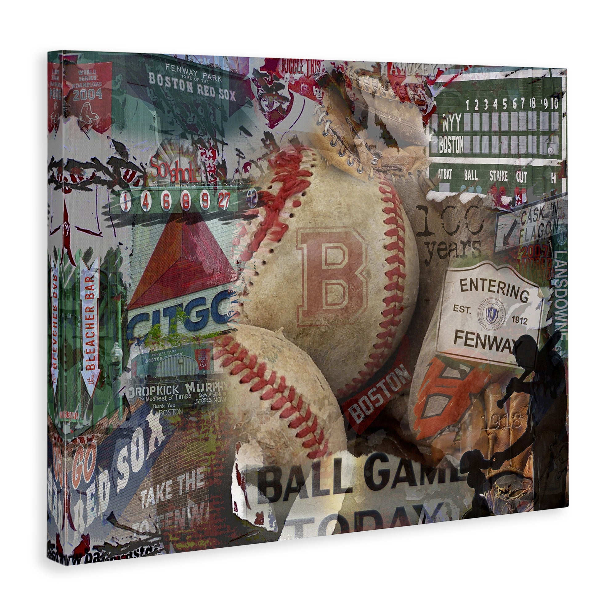 Stupell Industries Entering Fenway Baseball Collage Sports Painting Wrapped Canvas Art Print Wall Art, 48 x 36