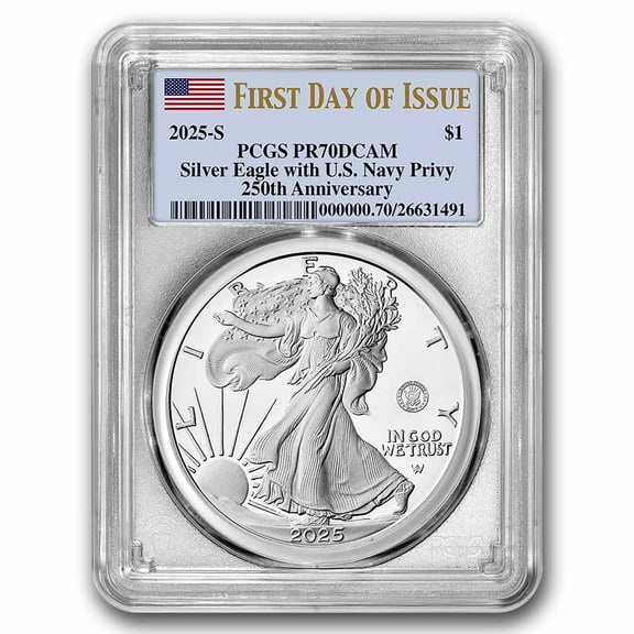 2025-S 1 oz Proof Silver Eagle PR-70 PCGS (Navy Privy, FDI)
