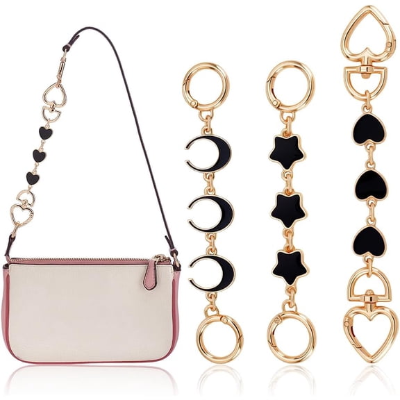 3Pcs 3 Styles Bag Extender Chain Moon Star Heart Purse Strap Extenders Enamel Link Bag Extension Chains