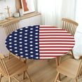 thumbnail image 2 of American Flag Round Fitted Tablecloth with Elastic Edge,Water-Resistant 4th of July Patriotic Independence Day Table Cover for 36-44" Found Tables Red White Blue Stars Table Cloth for Outdoor,Patio, 2 of 6