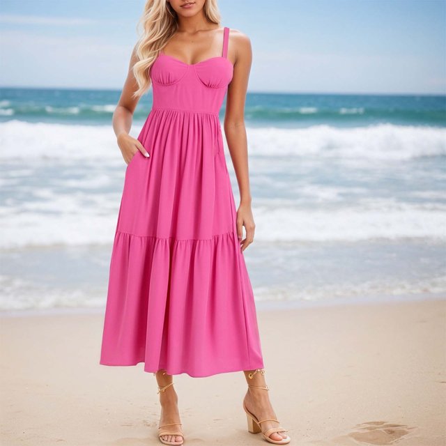 WILLBEST Vestido Largo Casual Vestidos Casuales Para Mujer Vestido Fluido De Verano Para Salidas De Primavera Elegante Estampado Floral Ideal Para Parques Y Picnics Cómodo Y Versátil