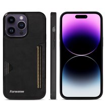 Dteck for Apple iPhone 14 Pro Max Hard Shell, Luxury Premium PU Leather Wallet Case with Card Holder, Shockproof Back Flip Hard Slim Rugged Protective Cover, black