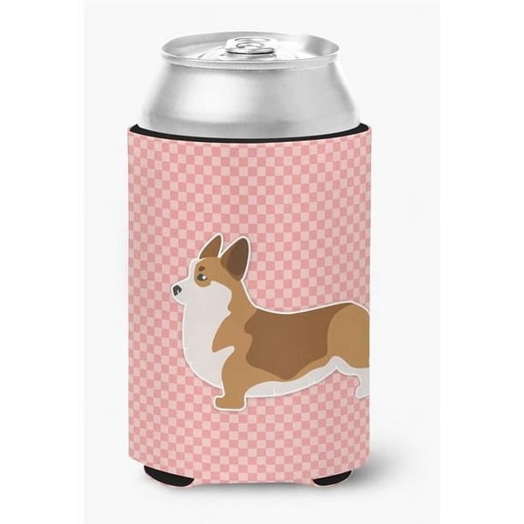 Corgi Checkerboard Pink Can or Bottle Hugger