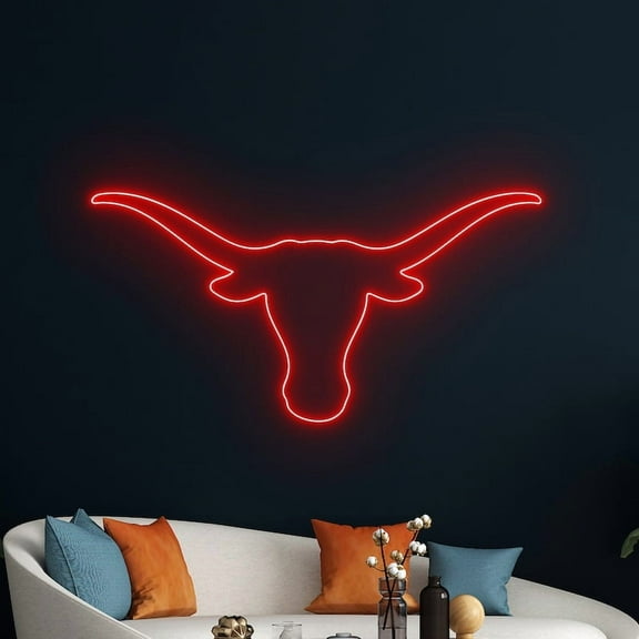 Handmadetneonsign Longhorn Bull Head Led Light, Texas Bull Skull Neon Sign, Western Bull Neon Light