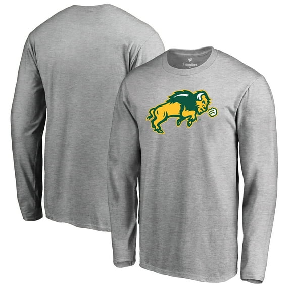 Men's Ash NDSU Bison Primary Logo Long Sleeve T-Shirt