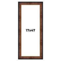 17x47 Frame Brown Walnut Gold Ornate Trim Solid Wood Plein Air Picture Frame | 3 Inch Moulding