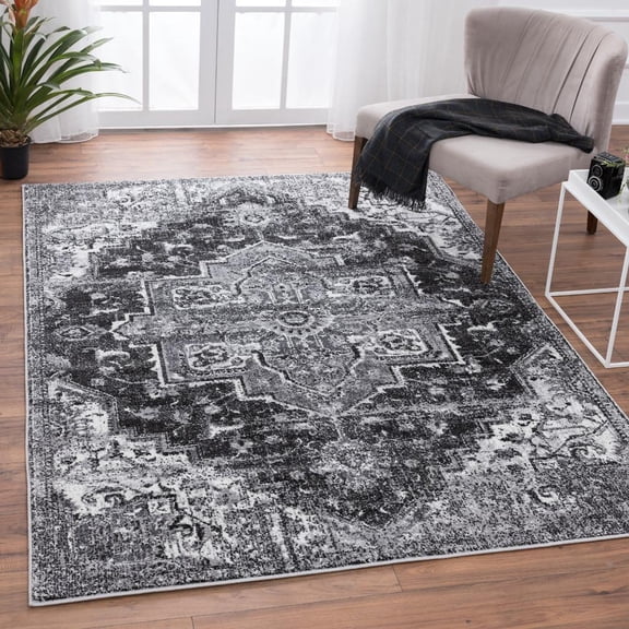 Luxe Weavers Hampstead Collection Anthracite 9x12 Boho Area Rug