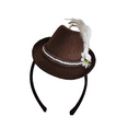 thumbnail image 3 of Oktoberfest Haus German Costume Accessory Mini Brown Fedora Felt Hat Headband |6.25 Inches, 3 of 3