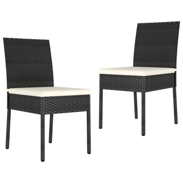 Sillas de comedor para patio VidaXL, poliratán, color negro (2 unidades)