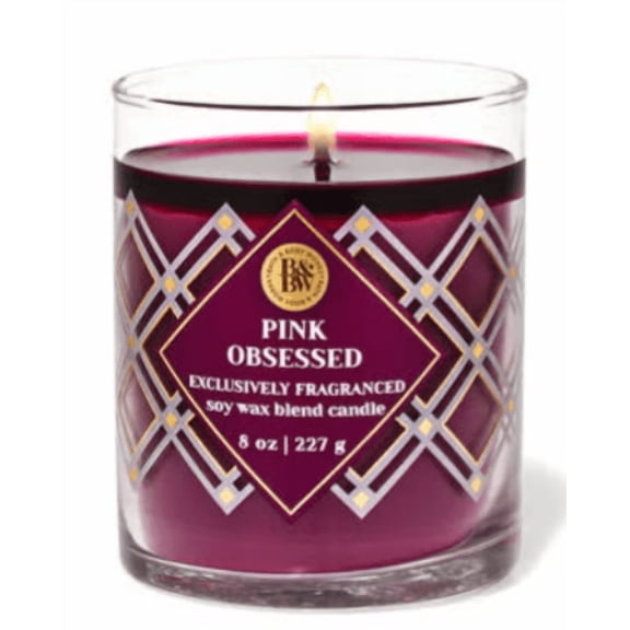 Bath & Body Works White Barn 8 oz Pink Obsessed Scented Single Wick Candle, Soy Wax Blend
