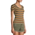 thumbnail image 5 of No Boundaries Juniors Ribbed Short Sleeve Striped Scoop Neck Top, 5 of 6