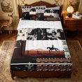 thumbnail image 2 of Erosebridal Western Cowboy Zipper Full Size Comforter Sets with Fitted Sheet and 2 Pillowcases for Women Men, Brown Tribal Abstract Print Zipper Bedding Set, Reversible, 4pcs, 2 of 7