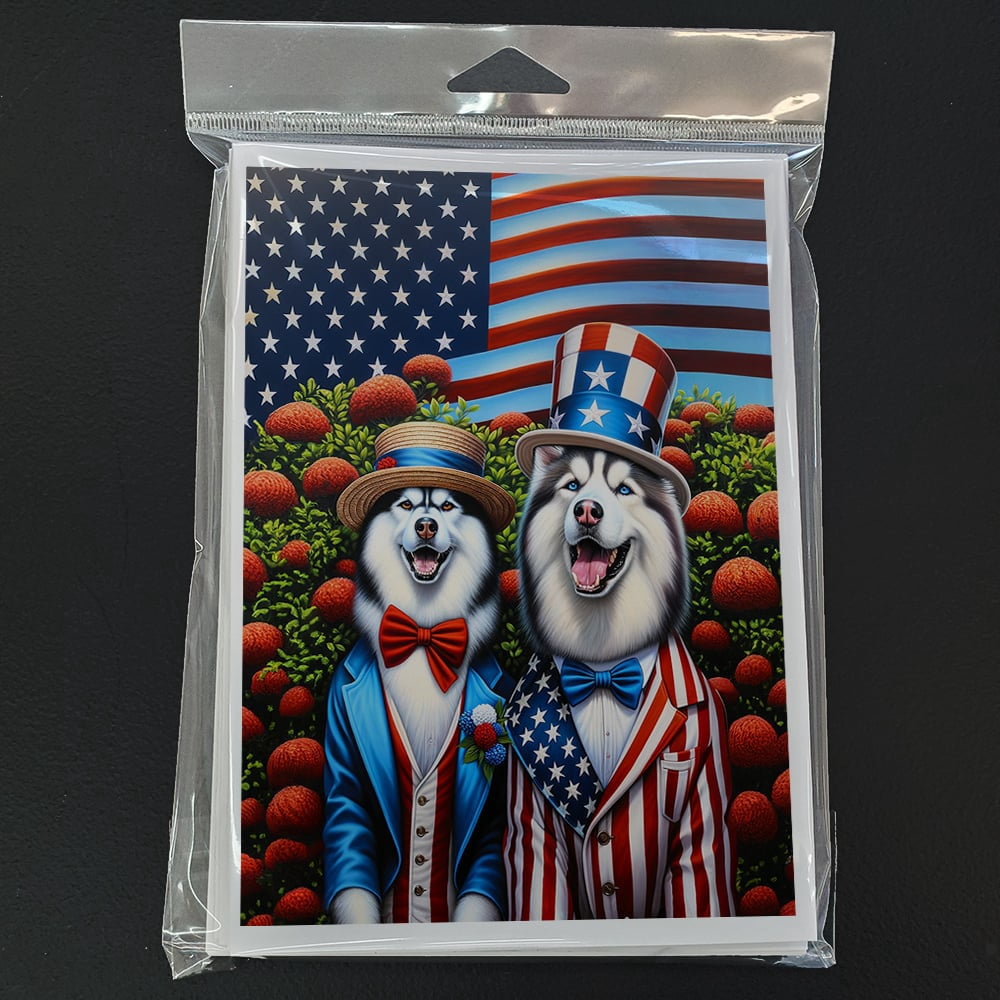 All American Siberian Husky Greeting Cards Pack of 8 7 in x 5 in