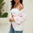 thumbnail image 6 of NAYTOAO Women Heart Print Cropped Cardigan Fall Long Sleeve V-Neck Open Front Knit Sweaters Casual Outerwear, 6 of 8