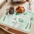 thumbnail image 3 of Green Flowers Placemats Set of 8 Spring Floral Elegant Pastoral Botanical Place Mats Indoor Wipeable Table Mats Washable Cloth Dining Table Placemats for Kitchen Holiday Party Home Decor 13x19 Inch, 3 of 9