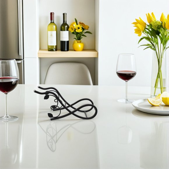 HAMPPLIES Portabotellas De Vino De Hierro Negro Para Encimera Con Moderno Y Resistente
