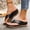 Black, variant on Womens Platform Flip Flops- Thong Open Toe Slides Flat Sandals Metal Chain Brown Size 8.5