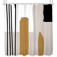 thumbnail image 6 of Abstract Modern Shower Curtain for Bathroom Decor 72Wx72H Inches Geometric Boho Mid Century Minimalist Aesthetic Striped Black White Beige Neutral Fabric Waterproof Polyester 12 Pack Hooks, 6 of 6