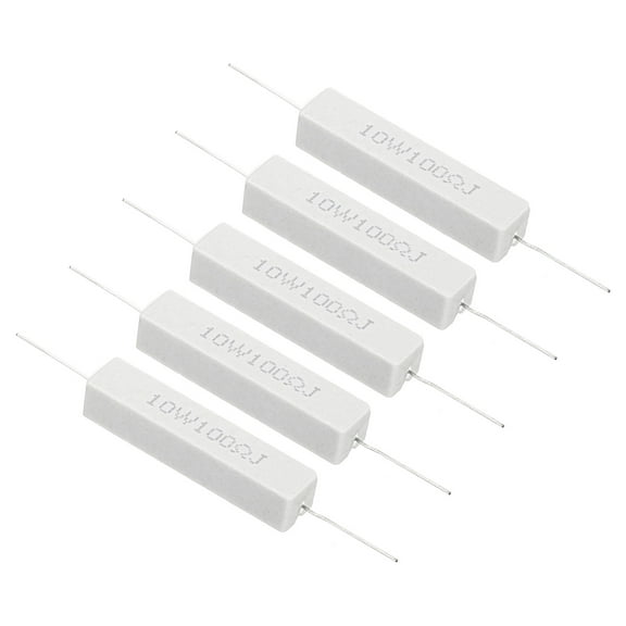 5Pcs 100 Ohm Resistors, 10W Ceramic Cement Resistor Power Cement Resistor Kit Tolerance 5% for Power Adapters Audio