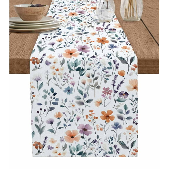 Table Runner Watercolor Flower Table Decoration for Kitchen Dinning Retro Flower Table Decoration for Indoor Outdoor Party Wedding Decor 13x72 Inch