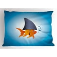 thumbnail image 1 of Shark Pillow Sham Little Goldfish Wearing A Shark Fin to Scare Predators Success Concept, Decorative Standard King Size Printed Pillowcase, 36 X 20 Inches, Violet Blue Grey Orange, by Ambesonne, 1 of 2