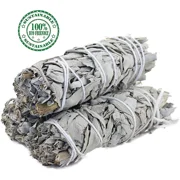 Ancient Veda 2 Pack White Sage 4 inch Smudge Stick Bundles & Smudge Guide for Smudging, Cleansing