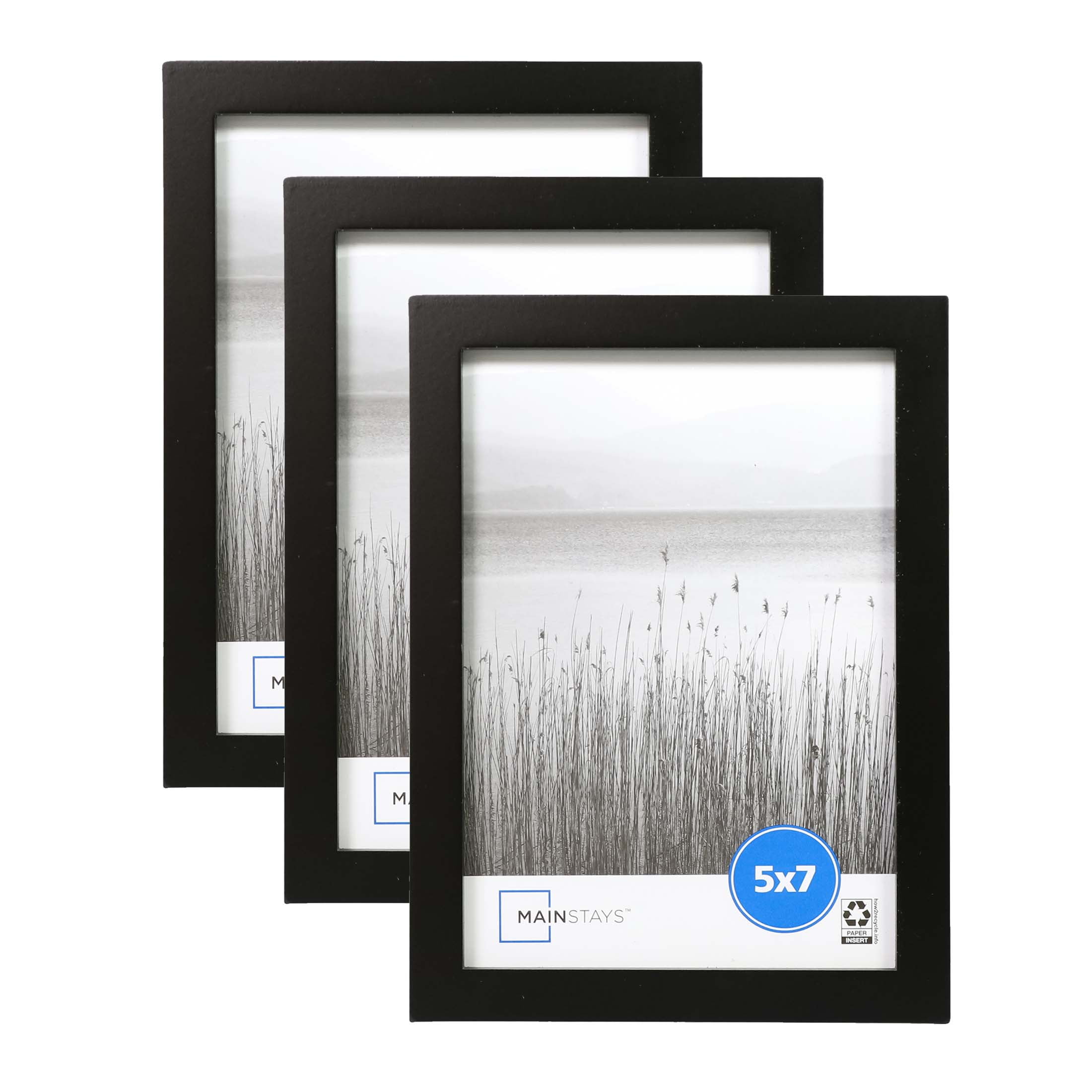 (2 pack) Mainstays - 5x7 Picture Frame - Black Gallery Linear Program Tabletop & Wall Photo Frame, Set of 3
