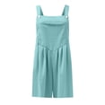 thumbnail image 4 of LMOIPLI Women's Solid Color Crop Pants Fashion Summer Clothes Vintage Adjustable Strap Romper Wide Leg Outfits Baggy Overalls Long Bib Pants Adjustable Strap Romper Light Blue XXL, 4 of 4
