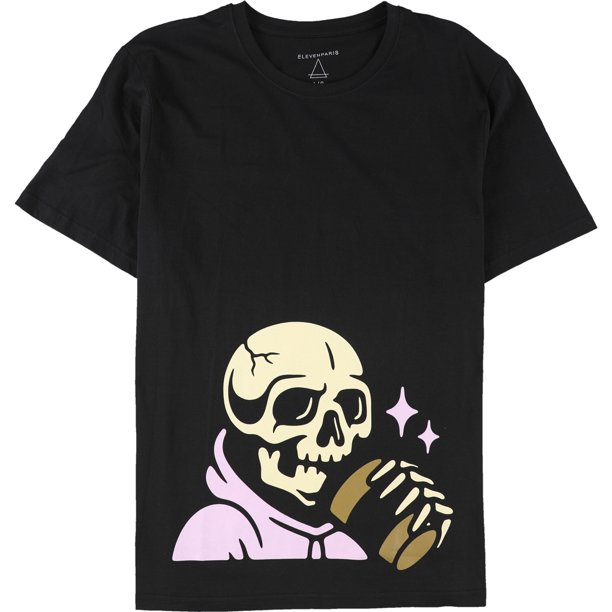 Camiseta gráfica de esqueleto Elevenparis para hombre negra L