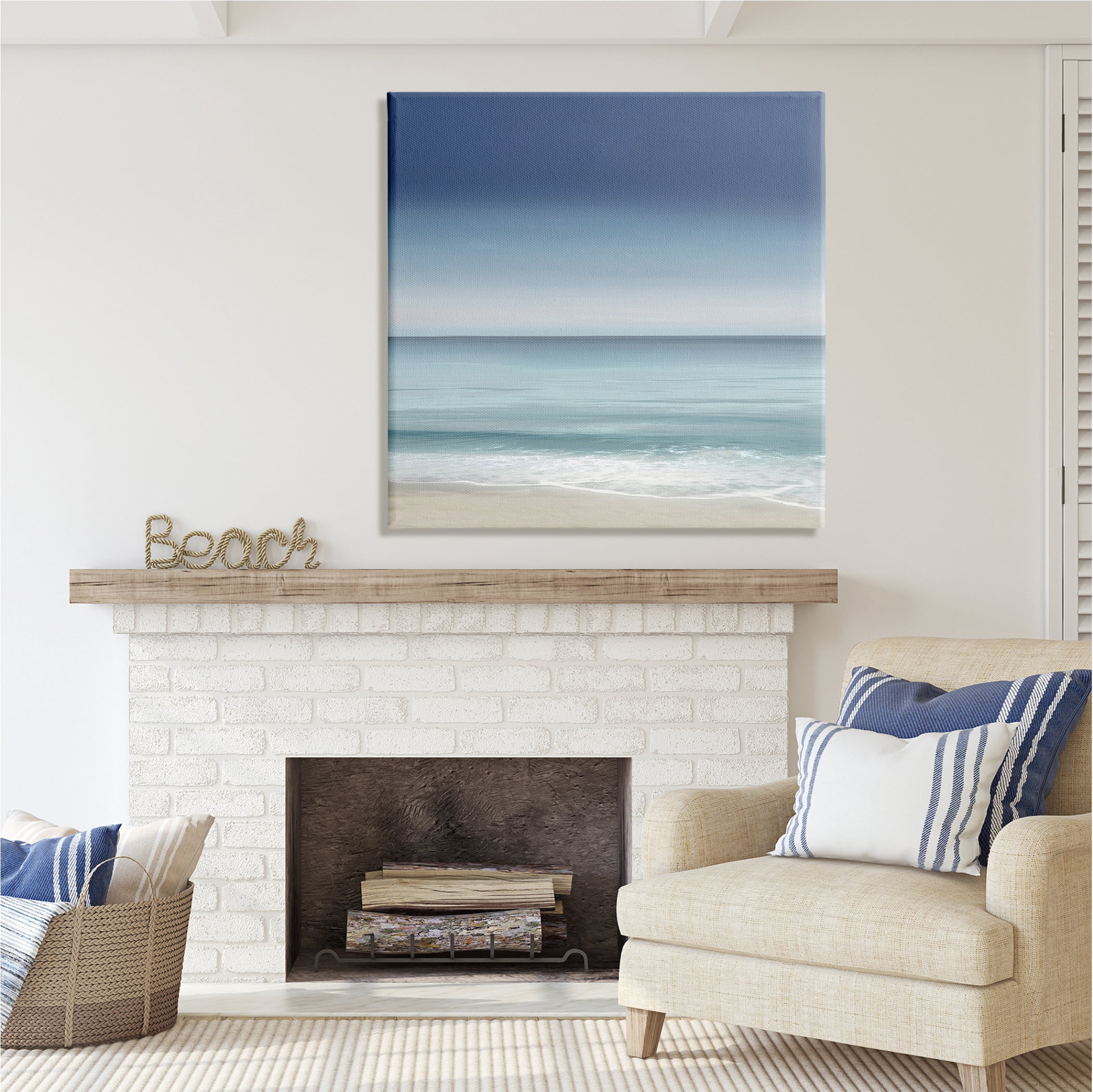 Stupell Industries Blue Coastal Gradient Sky Nature Painting Gallery Wrapped Canvas Print Wall Art, 36 x 36