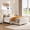 Cream, variant on Blotout- Queen LED Upholstered Bed Frame with Wingback Headboard, Velvet Diamond Button Tufted Bed Frame USB & Type-C Ports and Side Pockets, Wood Slats Support, No Box Spring Needed