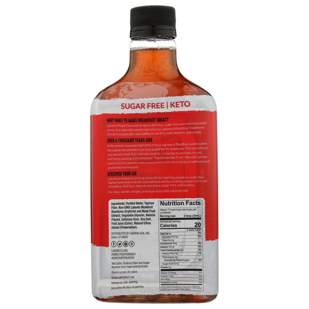 Lakanto Maple Flavored Syrup, 13 Ounce -- 8 per Case.