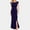 Blue, variant on Elegant Women's Formal Dress - Crew Neck Gown with Ruffle Trim and Split Hem for Parties and