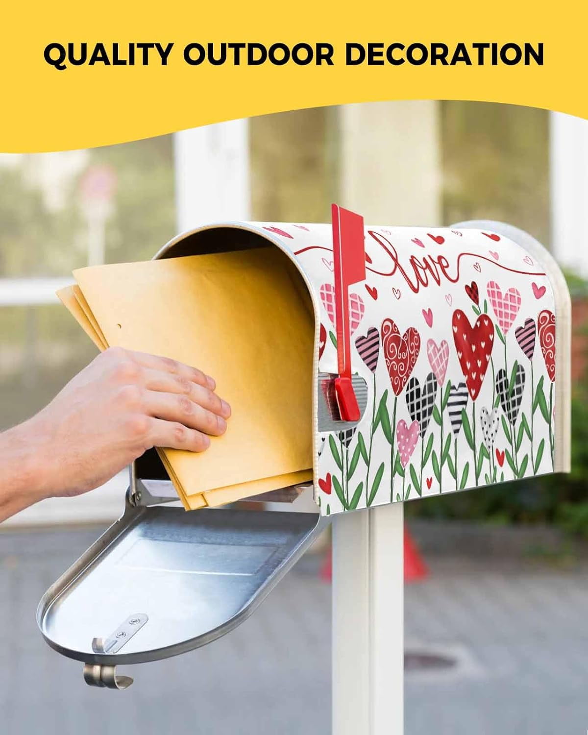 Valentine''s Day Love Tree Mailbox Cover Magnetic Mailbox Wraps,Red Pink Heart Mailbox Covers Large Size 21x25.5 Inch Mail Wrap Post Box Valentines Decoration for Outdoor Gardern Yard