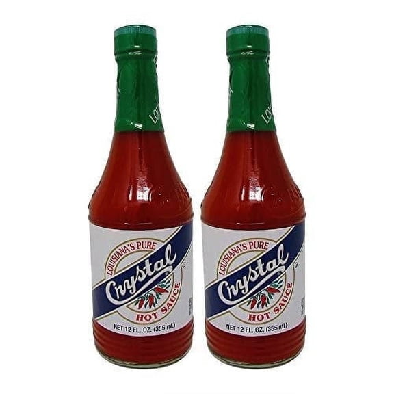Crystal Hot Sauce 12oz (Pack of 2) - Louisiana's Pure Hot Sauce, Original Flavor - Low Fat - Low Sodium - Perfect for Spicing Up Sandwiches, Soups, Stews, Fries and More