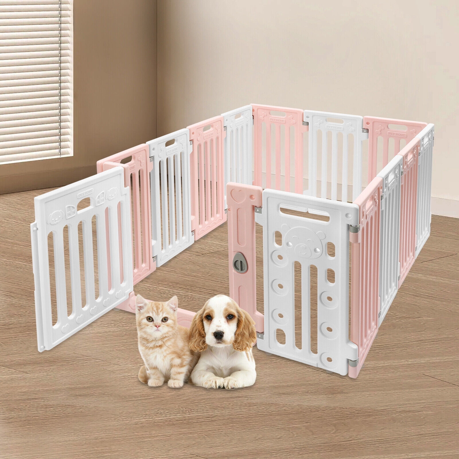 11 Panels Pet Dog Fence Playpen 25.6'' Height Exercise Play Pen with Door Indoor