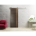 thumbnail image 4 of Sturdy Barn Door 28 x 80 inches | Planum 1010 Chocolate Ash with Frosted Glass | Stainless Steel 6.6FT Rail Hangers Heavy Set | Solid Panel Interior Doors, 4 of 6