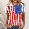 thumbnail image 1 of T-Shirts d'Été pour Femmes Grande Taille à Manches Courtes T-Shirts d'Été Décontractés à Col Rond pour Femmes T-Shirts à Manches Courtes à Imprimé Drapeau Coupe Ajustée Hauts Basiques Tees Blouses T-Shirt à Col en V pour Femmes en Liquidation, 1 of 6