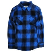 Urban Pipeline Boys Black & Blue Plaid Long Sleeve Button Shirt Medium