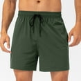 thumbnail image 4 of Summer Men's&nbsp;Shorts Plus Size Elastic Waist Solid Color Men's Active Quick Fast-Drying Fabric Workout Shorts Activewear with Pockets Army Green S, 4 of 5