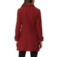 thumbnail image 3 of INSPIRE CHIC Women's Classic Single Breasted Winter Long Trenchcoat with Pockets M Red, 3 of 6