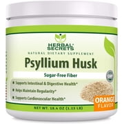 Herbal Secrets Psyllium Husk Powder 1.15 Lb, Orange Flavor Supplement - Vegan, Dairy Free, Sugar Free, Gluten Free, Non-GMO -Supports Intestinal Health & Metabolism* -Helps Maintain Regularity*