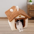 thumbnail image 1 of Casa para gatos, cama portátil para mascotas, cómoda perrera, accesorios para mascotas, cueva para gatitos, casa para perros, cabaña escondida, cama Marrón, 1 of 10