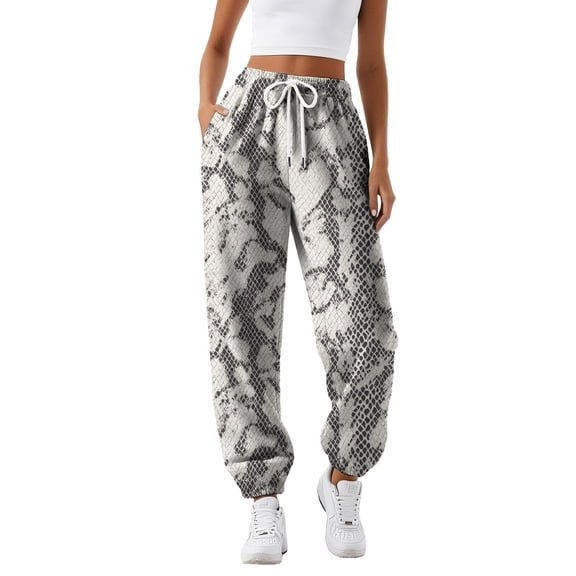 JIANLAI Women Jogger Sweatpants, Zebra Tiger Snake Striped Pattern Elastic Drawstring Waist Jogging Pants, Loose Cuffed Ankle Casual Trousers With Side Pockets, Relaxed Fit Bottoms