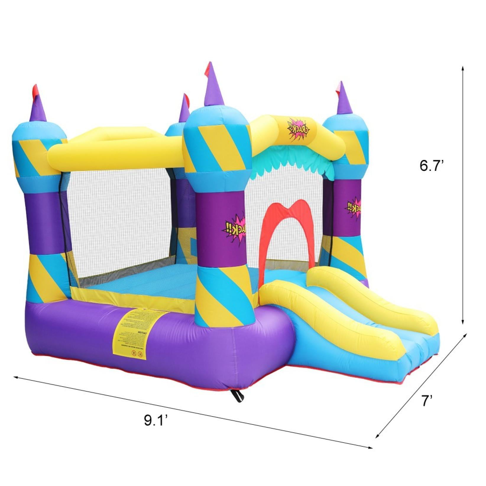 Mecor Inflatable Bouncer House w/ 450W Air Blower Jumping Bouncing Castle w/ Jumping Area and Slide for Garden Backyard