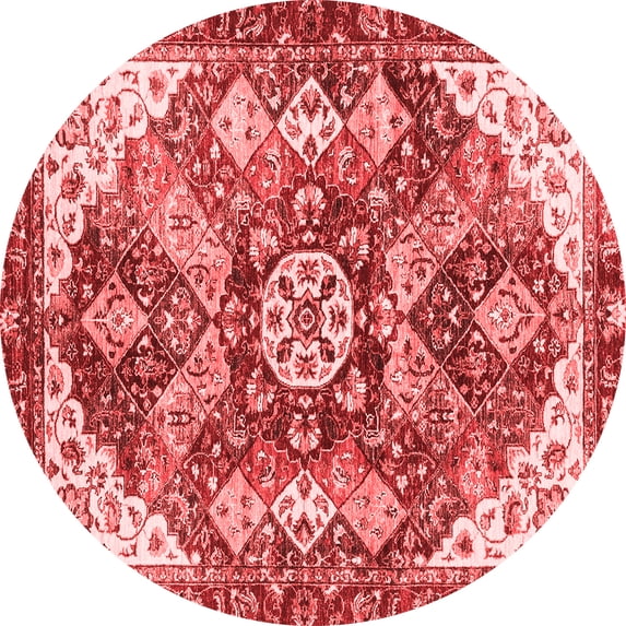 Ahgly Company Indoor Round Abstract Red Modern Area Rugs, 8' Round