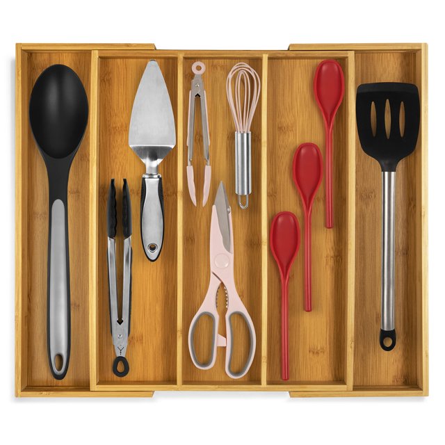Organizador de cajones de cocina Purawood, expandible, bambú