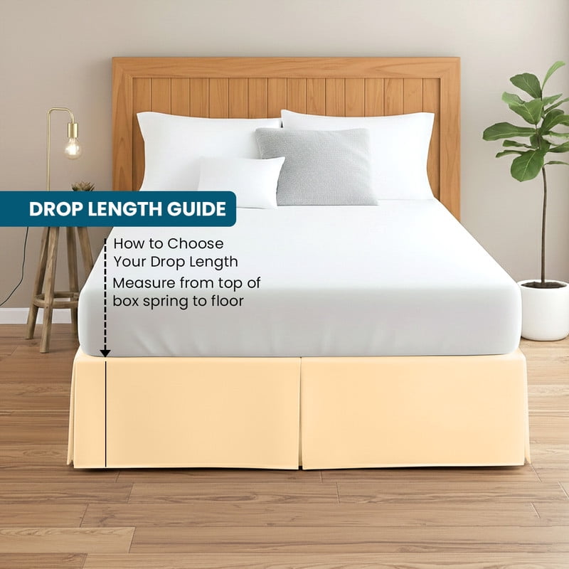 King Tailored Style Bed Skirt, 16" Drop Length, Soft 100% Microfiber, Quadruple Pleated Tailored Design, Hotel Quality, Beige Solid